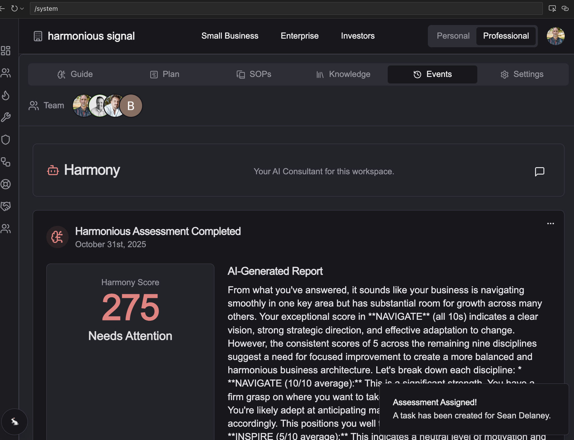 Harmony Score of 275